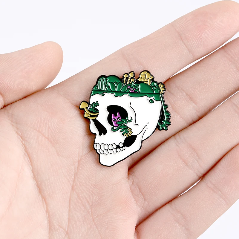Черепа эмаль брошь растение скелетов шапка грибовидной формы глаз выскакивает