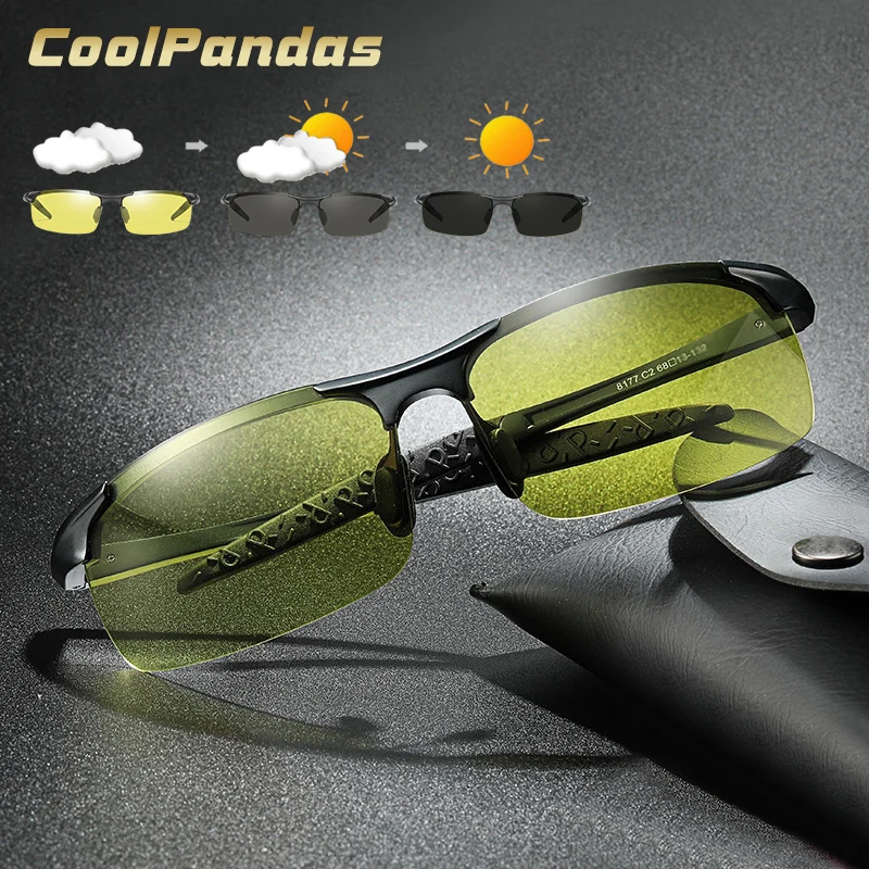 CoolPandas унисекс ночного видения фотохромные очки поляризационные очки для вождения мужские желтые линзы антибликовые очки UV400