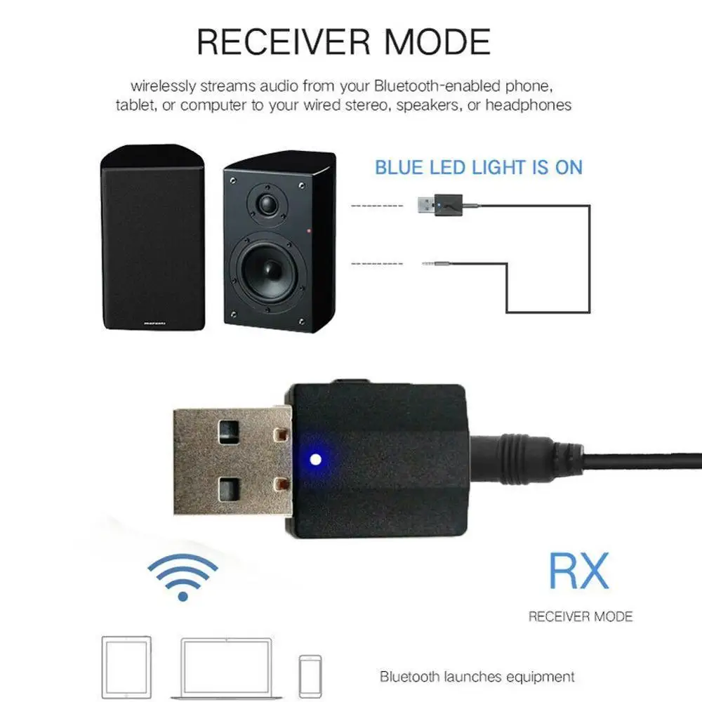 2 в 1 Bluetooth 5 0 адаптер приемник и передатчик 3 мм AUX Hi-Fi стерео мини-адаптеры для ТВ