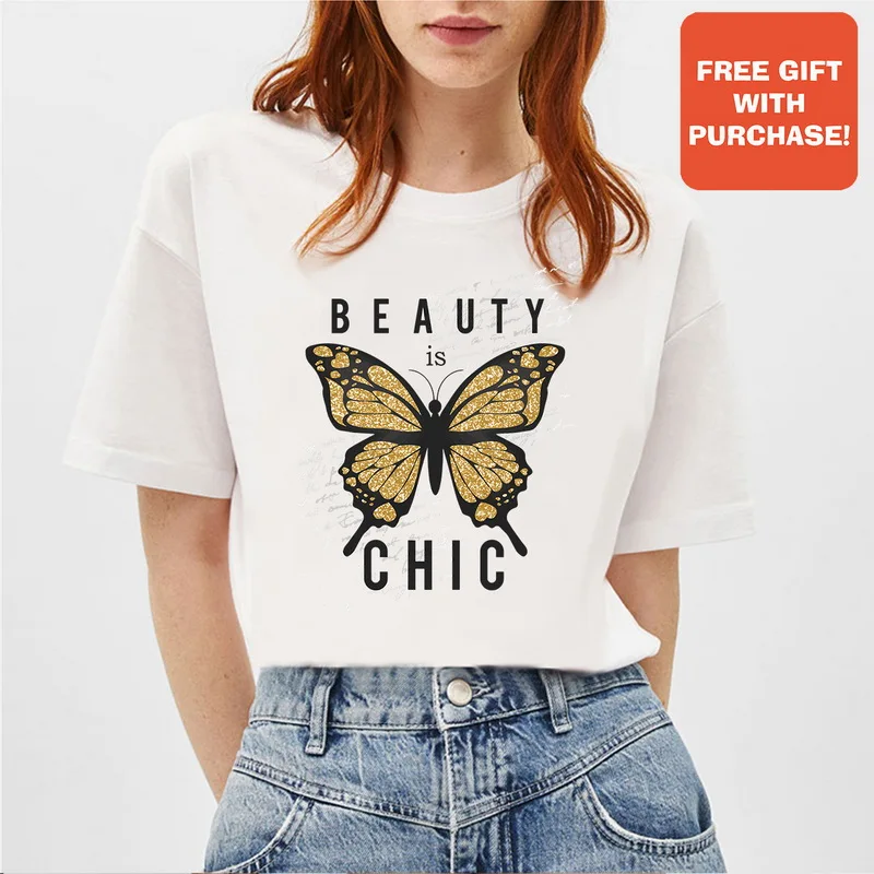 Женская футболка с графикой Beauty Is Chic Butterfly Повседневная короткими рукавами и