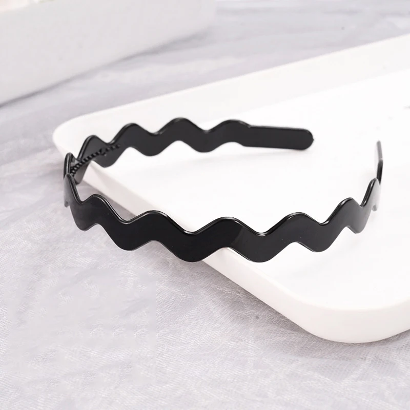 1Pc Unisex Plastic Black Wavy Hair Hoop Headdress for Women Men Sport Headband With Teeth Female Accessories Hairband |