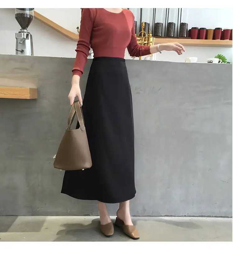 

Korean Casual Skirts Women Silk Skirt Women Elegant Women Satin Office Lady High Waist Bodycon Skirt Faldas Mujer Moda