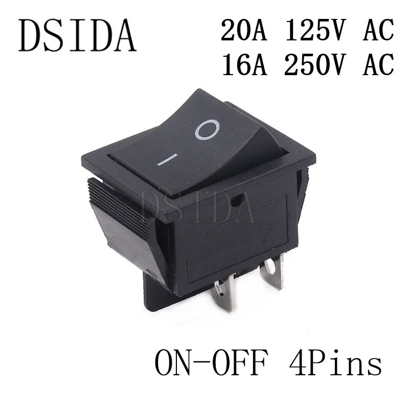 ON-OFF 4Pins KCD4 кулисный переключатель ВКЛ-ВЫКЛ двухсторонний 2 положения 4 контакта/6 контактов электрическое оборудование с выключатель света 16A 250VAC/20A 125VAC - Цвет: ON-OFF 4Pins