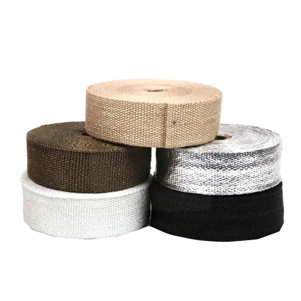 

5M Roll Fiberglass Heat Motorcycle Exhaust Thermal Header Protection Pipe Wrap Heat Thermal Ties Tape Tape with H1E5