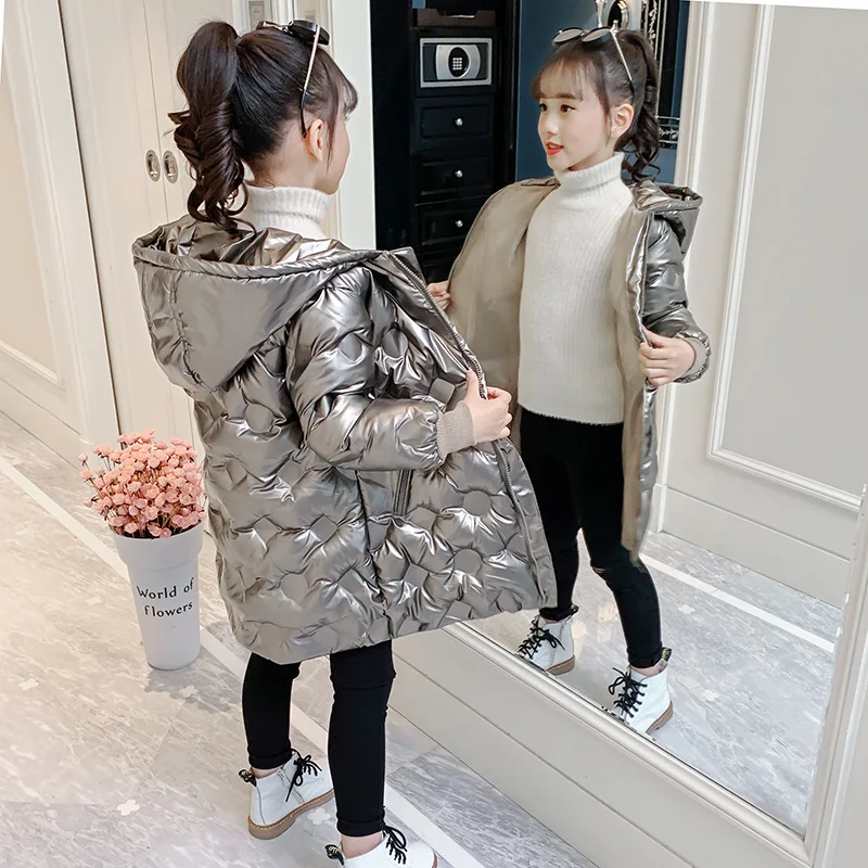 

Winter Fashion Children Casual Style Hooded Long Jackets Kids Dot Printing Zipper Down Coats Baby Thick Warm Long Sleeve Outwear