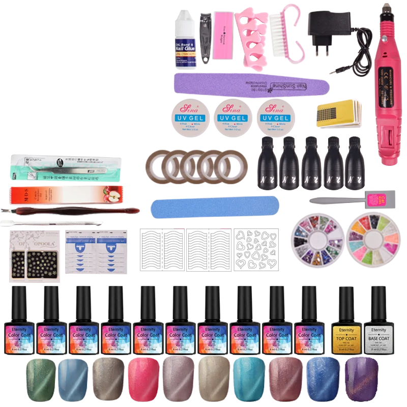 36 Вт УФ светодиодный набор для маникюра 10 цветов Гель-лак ногтей верхней основы
