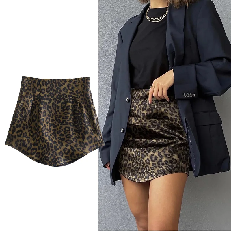 

Женская мини-юбка с леопардовым принтом, в винтажном уличном стиле
