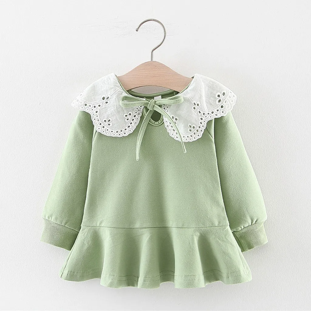 Зимнее платье с длинными рукавами для новорожденных девочек кружевное