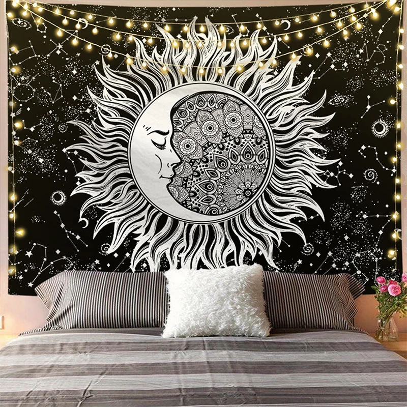 

Mountain Mandala Wall Hanging Tapestry Aesthetic Hippie Bohemian Tapestries Art Wall Cloth Carpet Background Room Home Decor