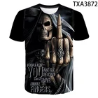 Женская и Мужская футболка, Повседневная летняя футболка с коротким рукавом и 3D-принтом скелета смерти, 2021