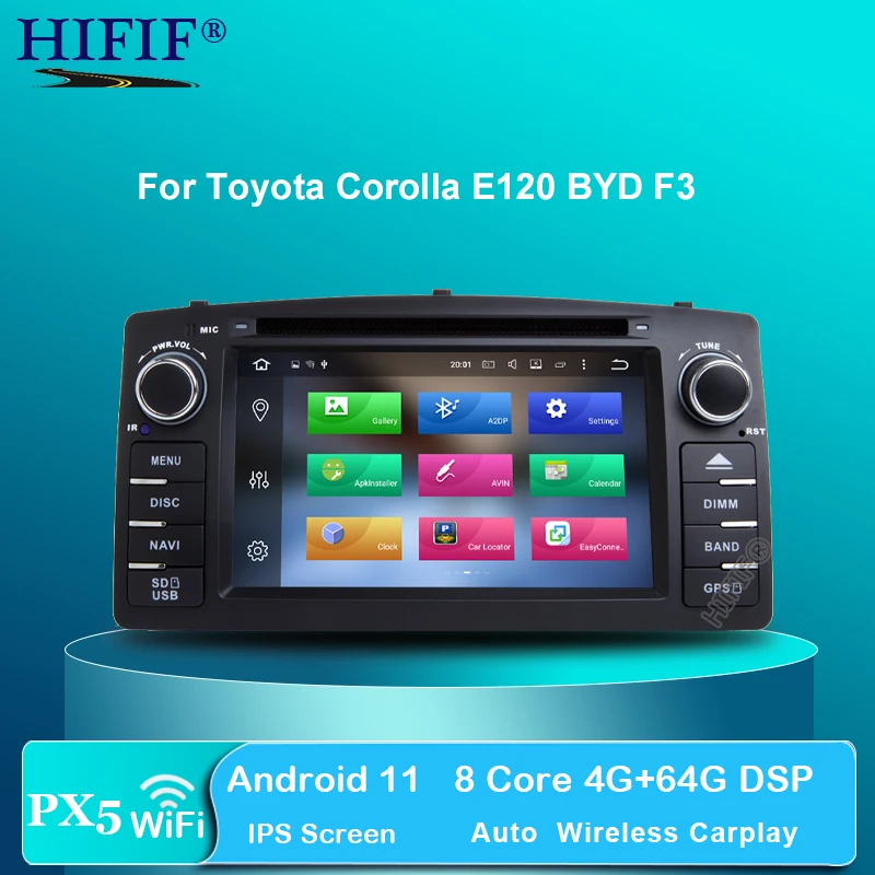 Автомобильный DVD-плеер PX5 Android 10 0 для Toyota Corolla E120 BYD F3 2 Din мультимедийный Стерео GPS