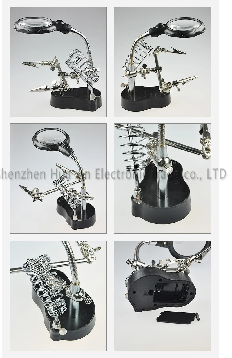 Подставка для паяльника со светодиодным зажимом и увеличительным стеклом|hand