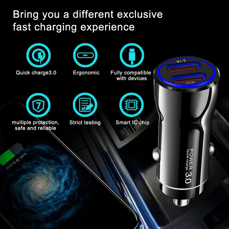 Suhach USB Автомобильное зарядное устройство Quick Charge 3,0 Автомобильное зарядное устройство для телефона Xiaomi mi Samsung iPhone QC3.0 QC Быстрая Мобильная Автомобильная зарядка
