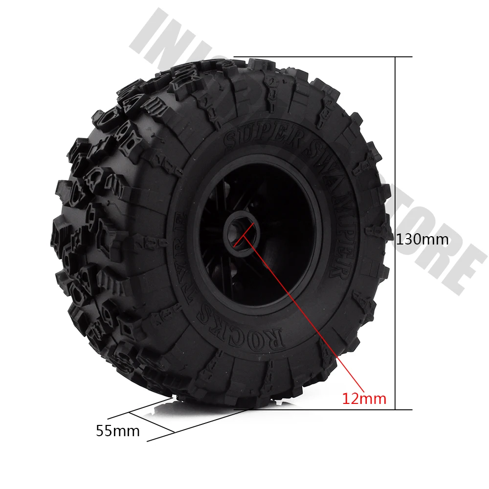 4 шт. 1/10 RC Rock Crawler 2 дюйма резиновые шины и пластиковые колесные диски для Axial SCX10 RR10