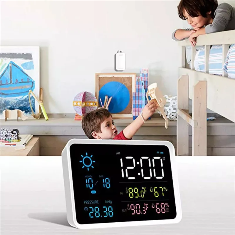 

2019Hot Sale Alarm Clock Digital Clock Weather Station Temperature Humidity Display Atmospheric Pressure Forecast Clock Clock