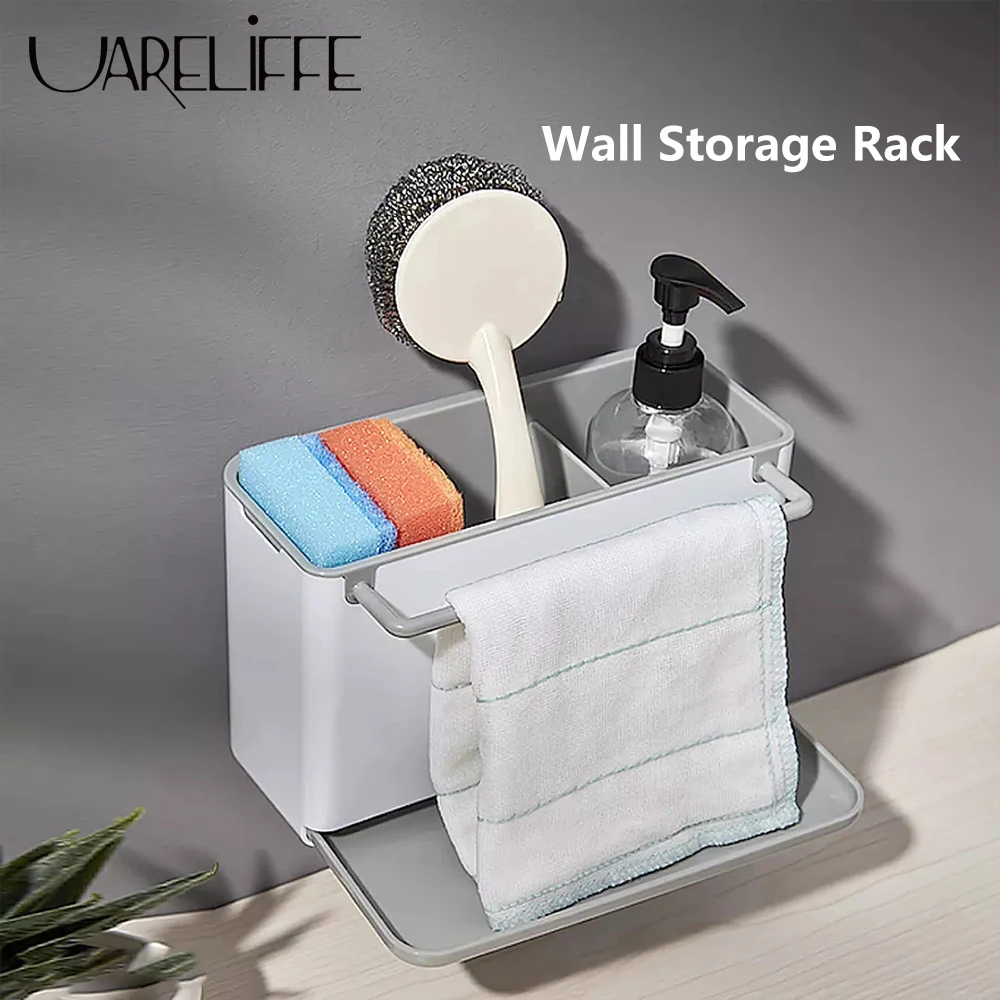 

Uareliffe Wall Storage Rack Sink Shelf Soap Sponge Holder Rack Antibacterial Chopsticks Storage Basket Kitchen Accessories