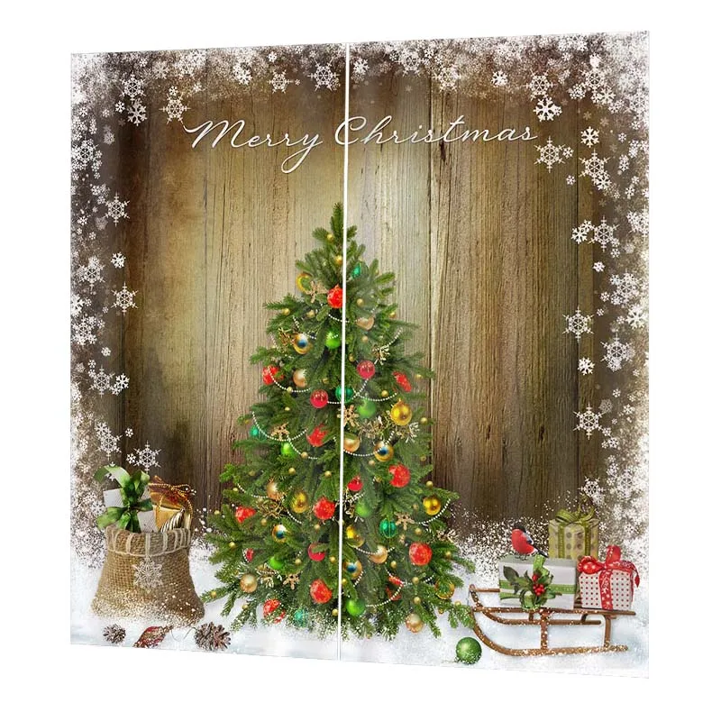 4 Christmas Trees Новогоднее Рождественское украшение Санта Клаус Снеговик Рождественская печать занавески s окно для гостиной спальни магазин занавески - Цвет: 4 Christmas Trees