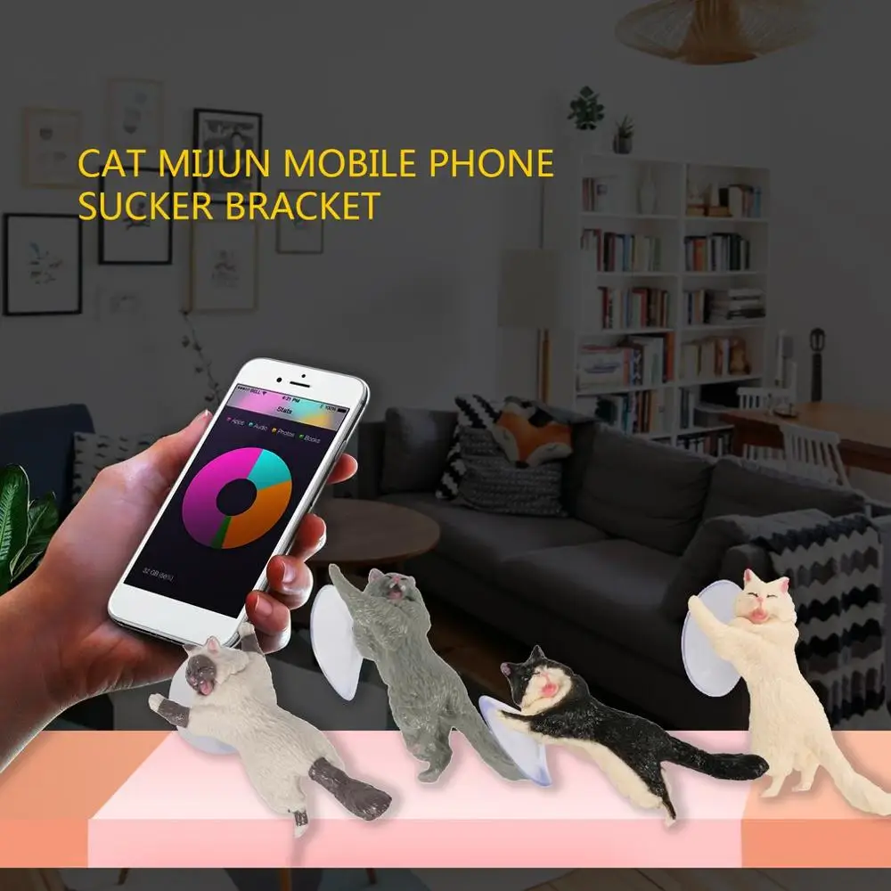 Универсальный милый кот Поддержка смолы мобильный телефон держатель подставка