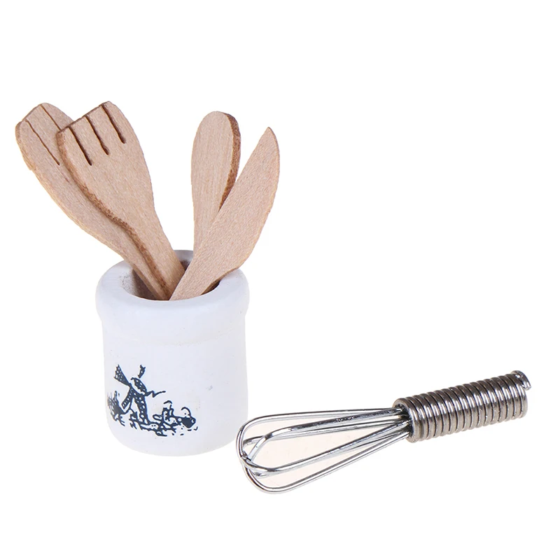 

Wooden Knife And Fork Metal Whisk Jar Set Dollhouse Miniatures 1:12 Accessories Doll House Mini Kitchen Accessories