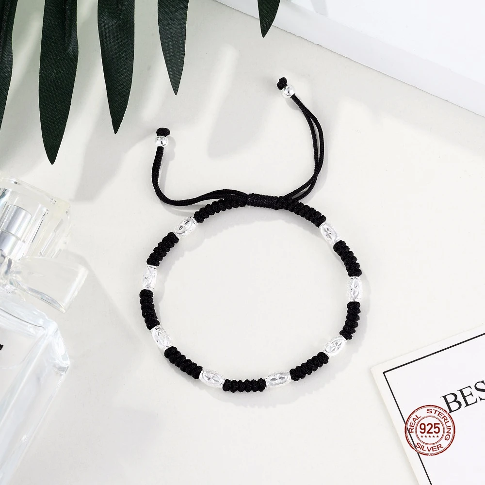 Лко S925 стерлингового серебра ярко красного цвета веревочный браслет для мужчин и