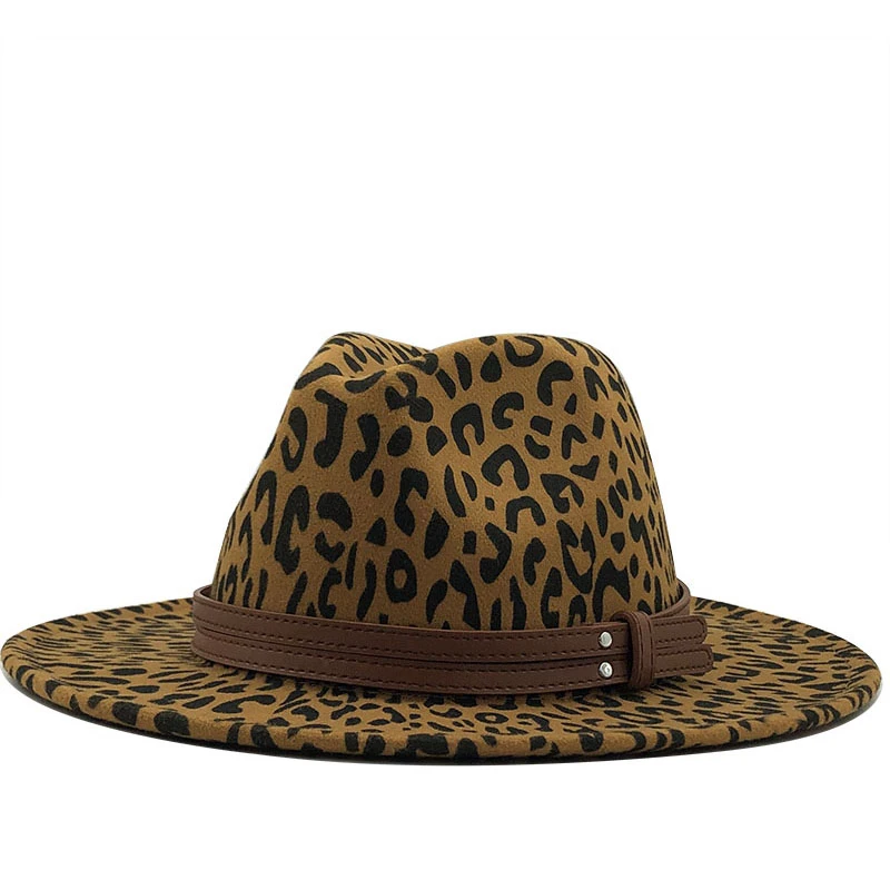 Унисекс плоские полочки шерсть фетр женские Джаз Fedora шляпы мужские леопардовые