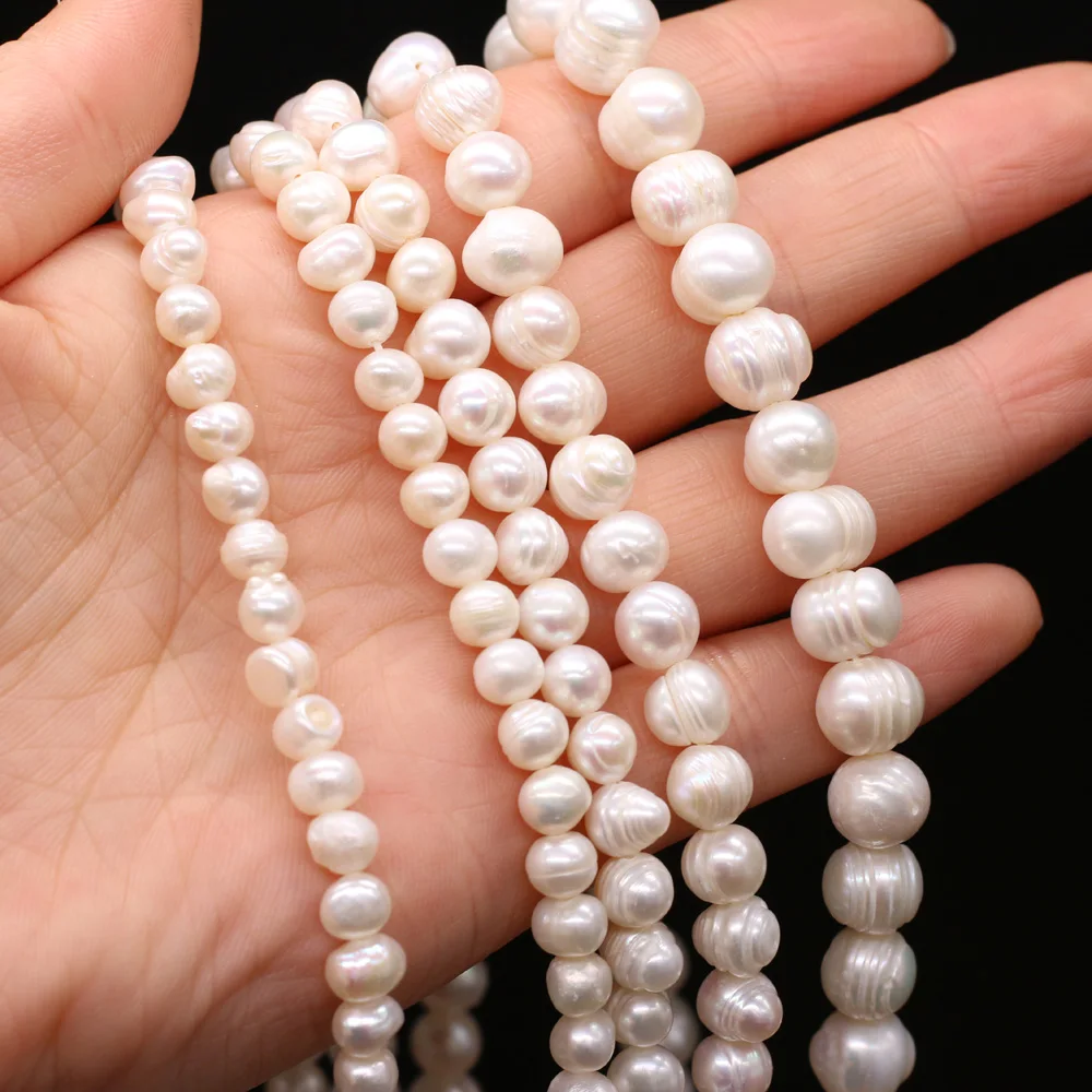 

100% Natural Freshwater Pearl white Round Beaded for Jewelry Making Irregular Beads DIY earring Bracelet Necklace Accessories
