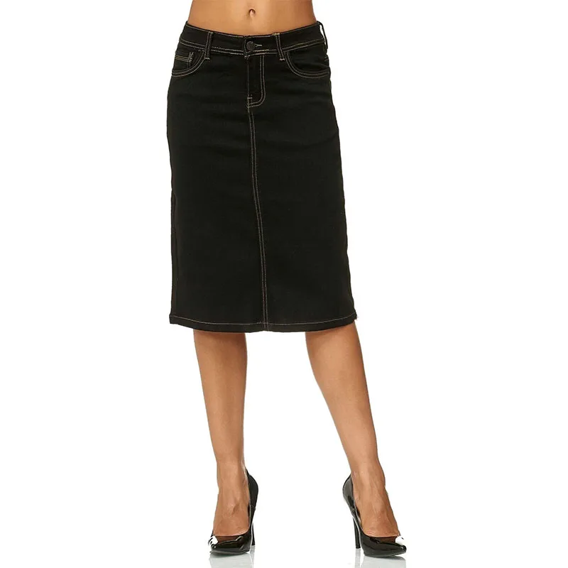 Spring Summer Vintage Women 2021 New Denim Skirt High Waist Jeans Skirt Straight Female A-line Pencil Back Split Skirt Plus Size