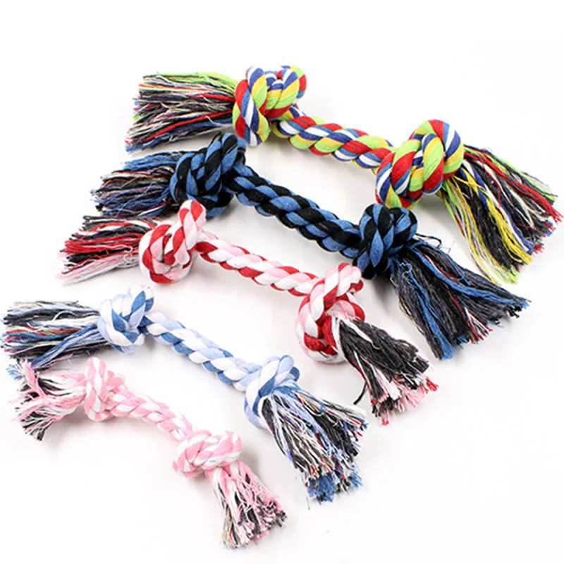 17 см собака игрушка двойной узел из хлопчатобумажной веревки Плетеный Кость