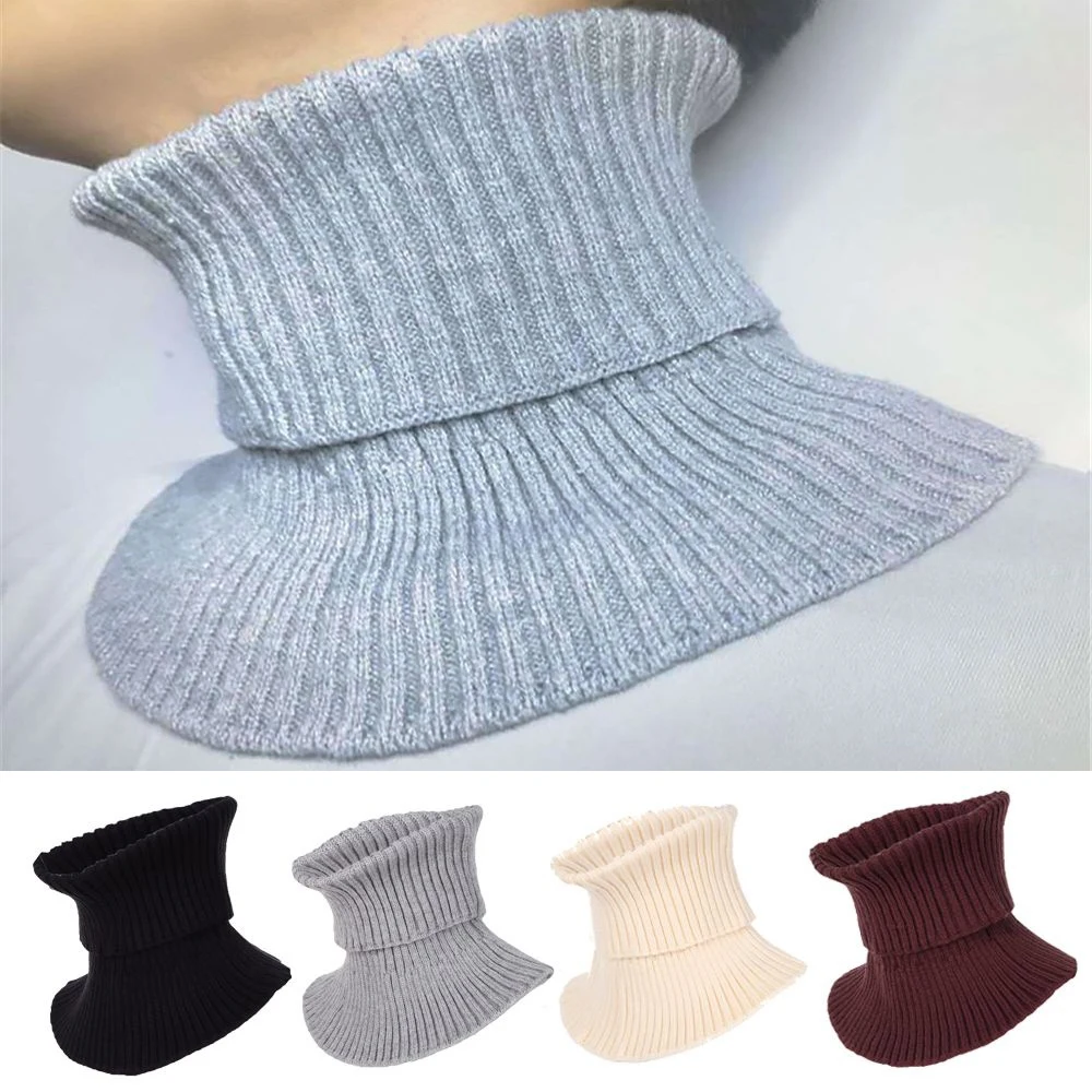 

Men Women Fake Collar Scarf Knitted Elastic False Collar Scarf Warm Winter Cycling Windproof Turtleneck Detachable Wrap Scarf
