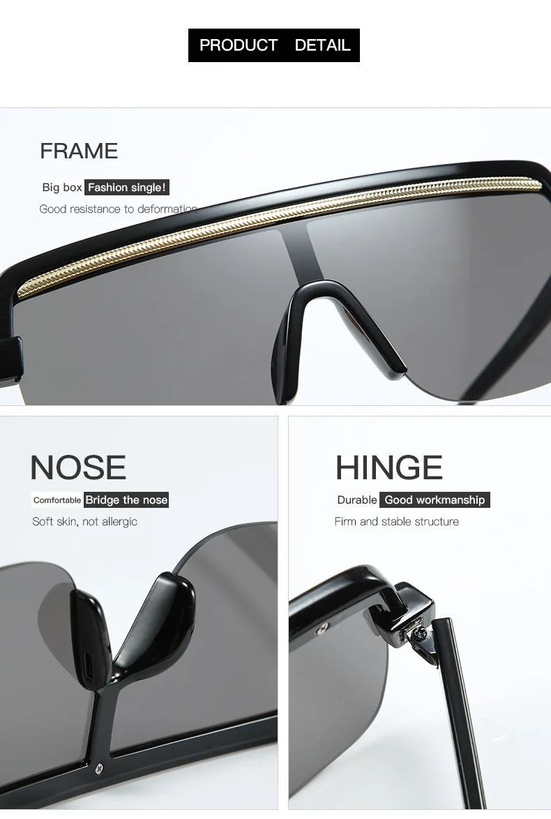 Unisex Retro Oversized Flat Top Sunglasses Women Brand Designer Square Mask Sun Glasses For Female Male Half Frame Shades UV400