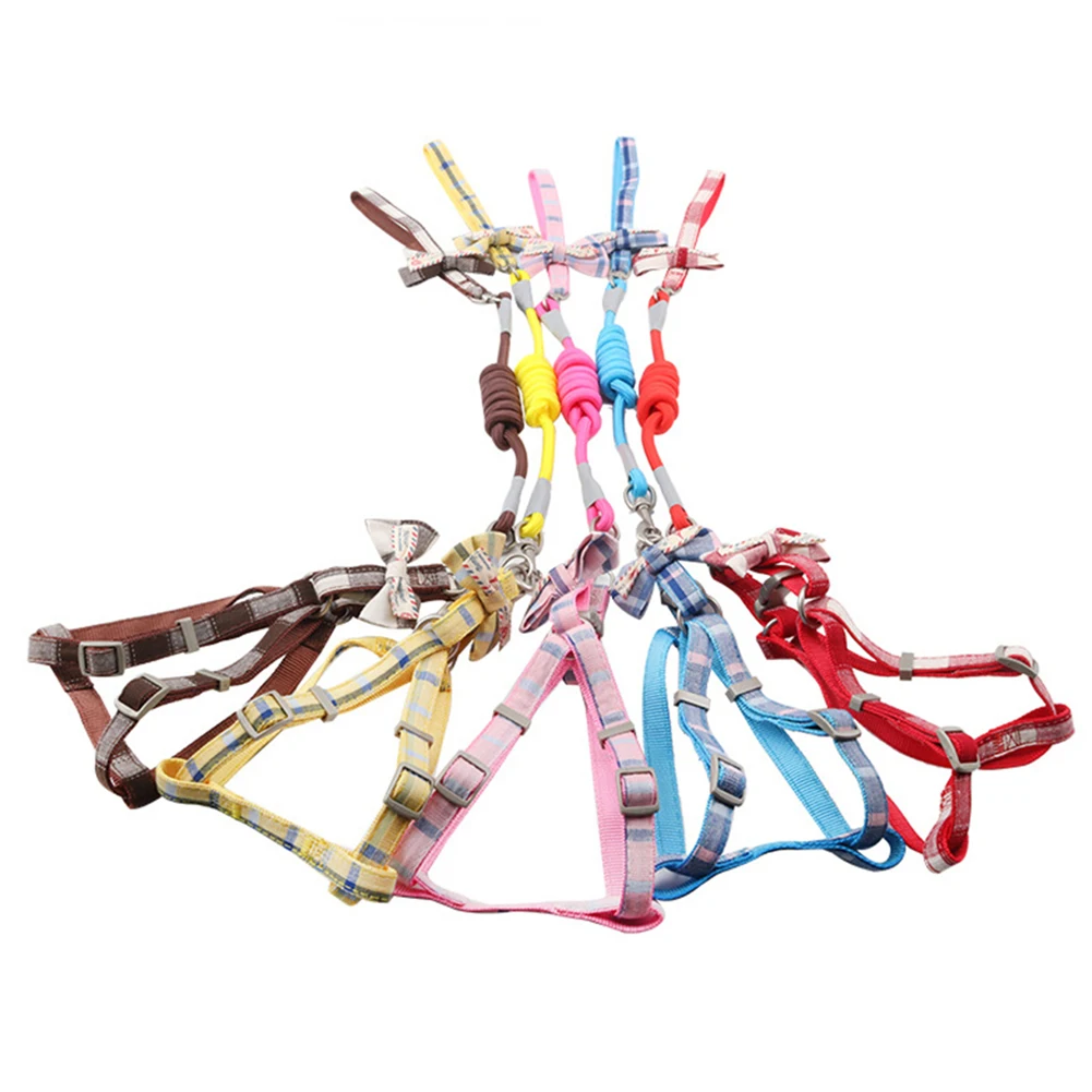 

Adjustable Nylon Pet Harness Leash Cat Outdoor Walking Collar Traction Rope Kitten Puppy Halter Collar Pet Harness Belt Dog Vest