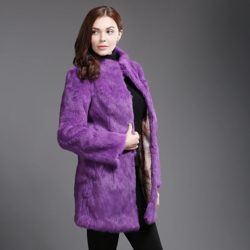 Новые женские пальто из натурального кроличьего меха Женские зимние толстые
