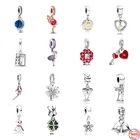 2021 Новинка в европейском стиле; Цвет РОЗОВЫЙ, муранское стекло Фламинго бусина-подвеска, подходят к оригиналу, соответственные Европейской Пандоре обаятельные Серебро 925 браслеты для женщин, сделай сам, ювелирное изделие