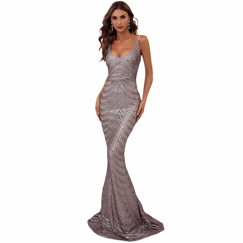 

Donsignet Fashion New Party Dresses for Women Sequins Spaghetti Strap Sexy Evening Dress for Women Birthday Dress for Women