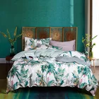 Комплект постельного белья из 4 предметов, Египетский хлопок с принтом растений, шелковистый мягкий пододеяльник, Королевский размер США, 200x230 см, подстилка
