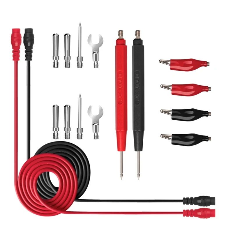 

16Pcs Multimeter Test Probe Test Leads Kit Replace Test Wires Probes for Digital Multimeter Crocodile Clips U Type Probe