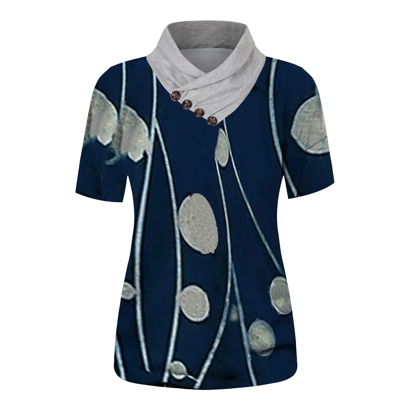 

Women Casual Tops Cross V-Neck Buttons Printing Short Sleeve Sweaters Blouse Streetwear 90s Knitwear Preppy Style Cherry Sweater