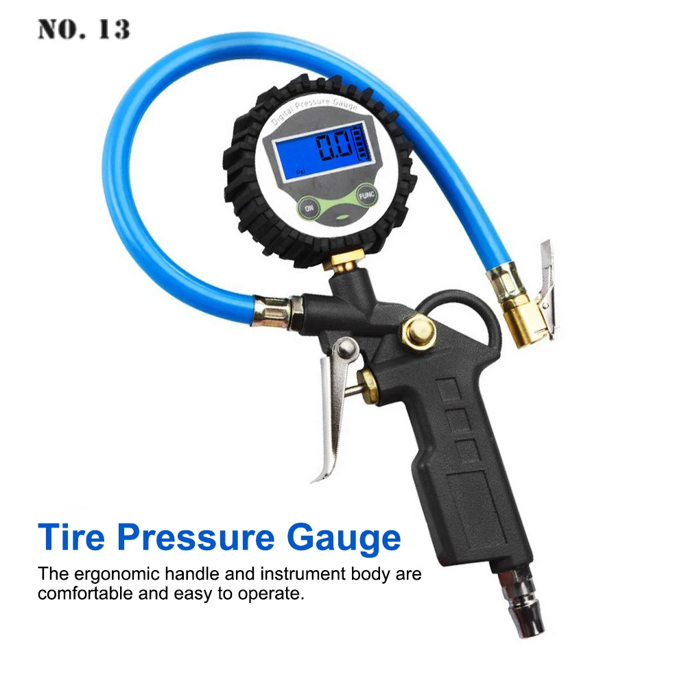 

0-220 PSI 0-16Bar Tire Pressure Gauge, Air Pressure Gauge, Tire Pressure Gauge and Connect Coupler for 0.01 Display Resolution