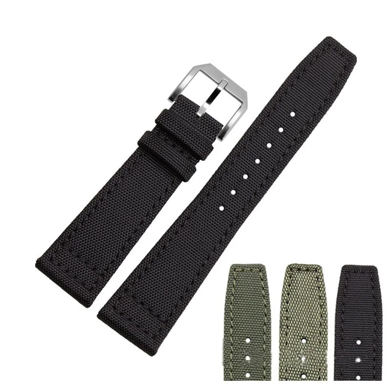 

20mm Watch Straps for IWC Pilot Portuguese Portofino Nylon Canvas Watch Bands Green Blue Gray Black Watchbands Straps Bracelets