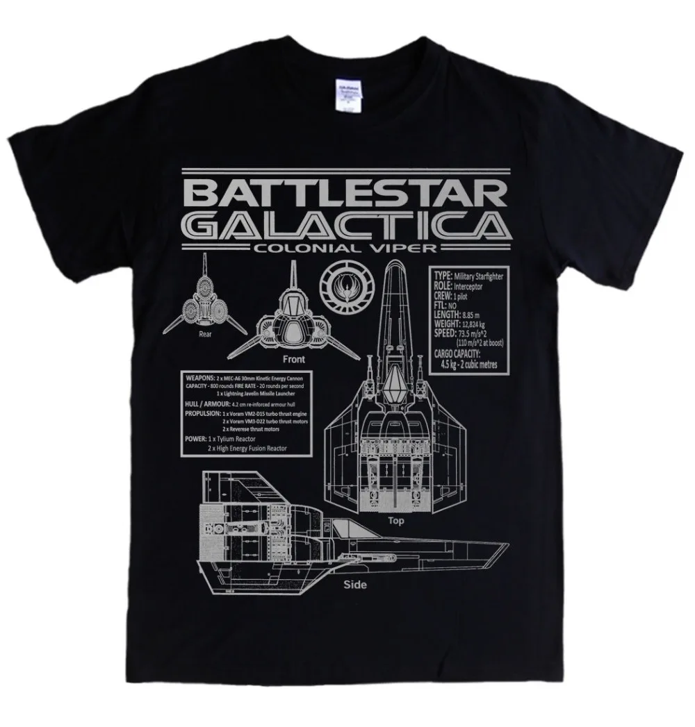 Летняя мужская Повседневная мода BATTLESTAR GALACTICA Blueprints S 3XL футболка Specs Logo Colonial