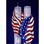 5D алмазная живопись сделай сам, мозаика Стразы, американский флаг, двойные башни, художественные наборы, креативная живопись, домашнее украшение для стен, подарок