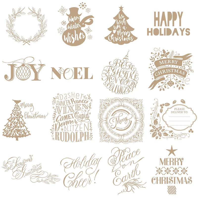 

Christmas Series Snowman Greetings Flower Words Hot Foil Plates Card Stencils for Diy Scrapbooking Photo Album Cards New 2021