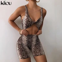 kliou serpentine v neck sexy club solid elastic skinny rompers women 2021 sleeveless backless hipster summer shorts playsuit
