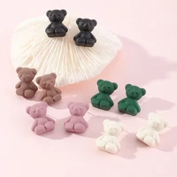 2021 wholesale new ins sweet and cool style teddy bear earrings cute soft cute colored bear earrings