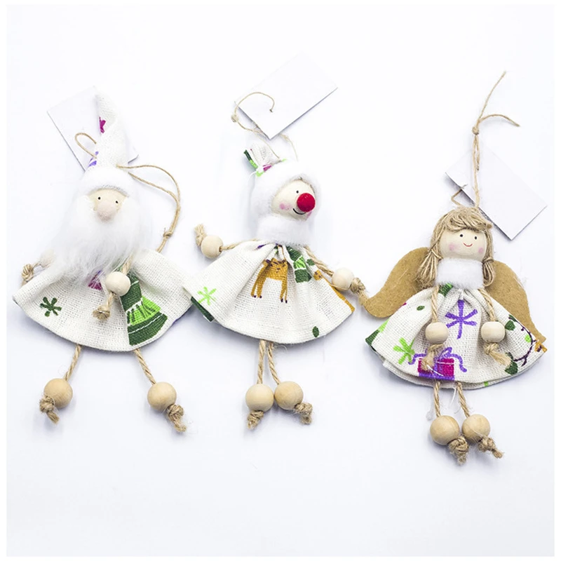 Куклы рождественские новогодние подвесные деревянные украшения для новогодней