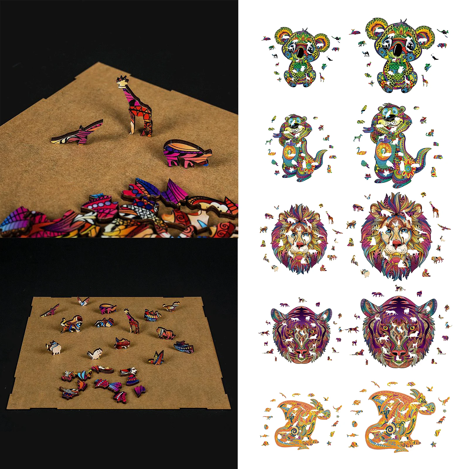 

Деревянный пазл, уникальные кусочки в форме животных для взрослых и детей, пазл 5 мм, образовательные игрушки в подарок на фестиваль