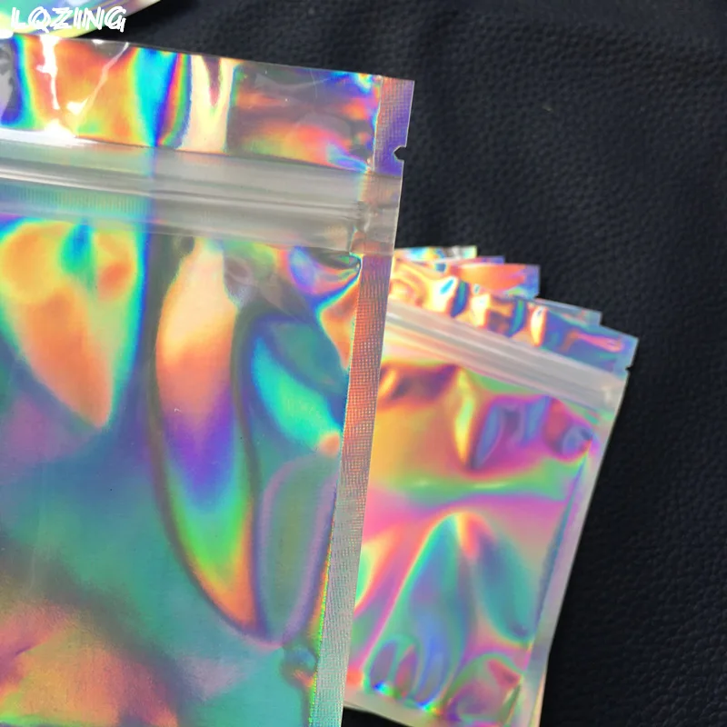 Плотные пакеты с лазерной фольгой и застежкой-молнией 100 шт. односторонние