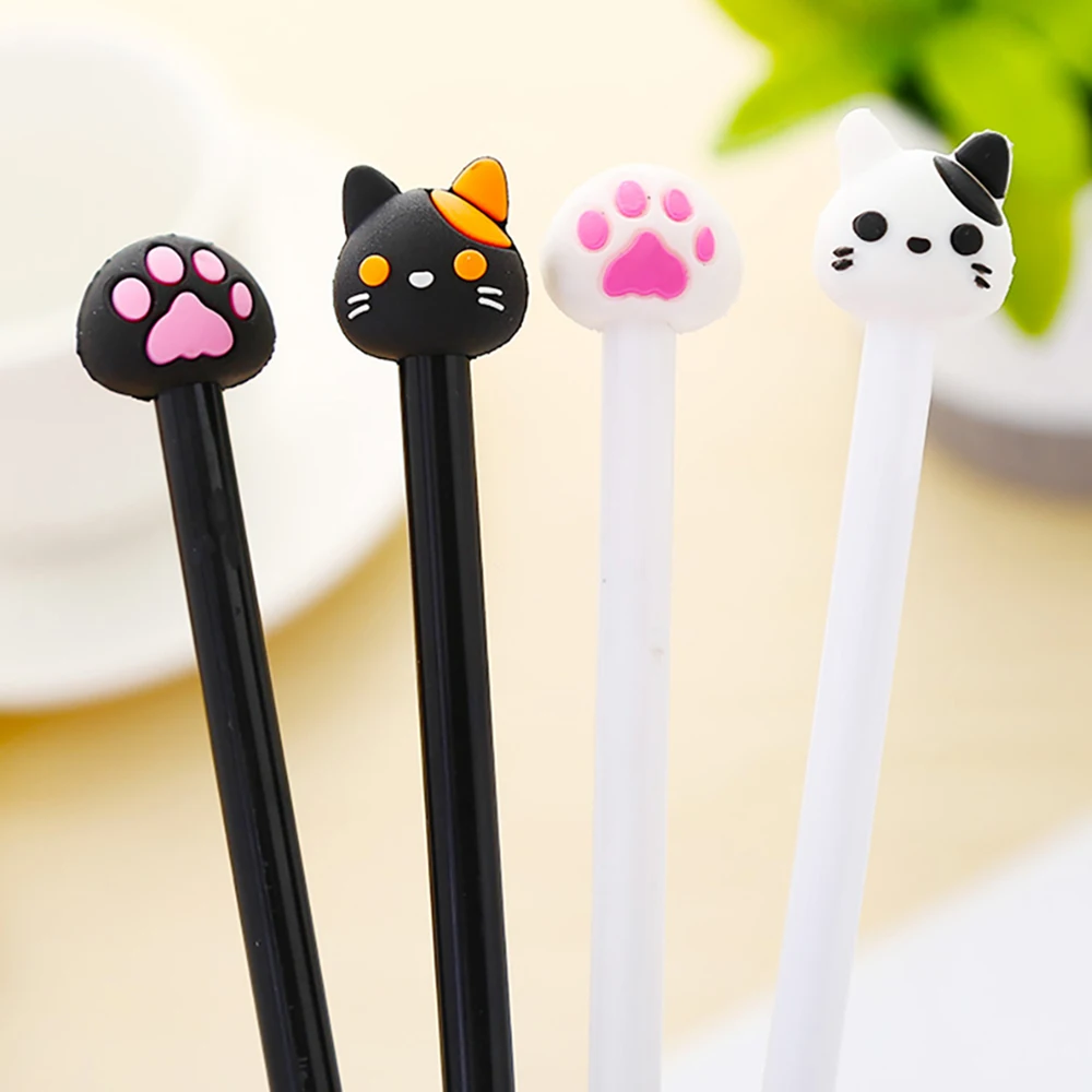 36 шт. Мультяшные кавайные милые черные ручки в виде кошачьих лап аниме гелевая