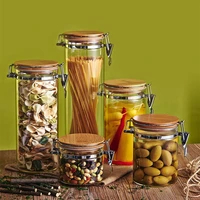 glass sealed jars are heat resistant with cover kitchen storage tanks transparent glass jars can be customized in size