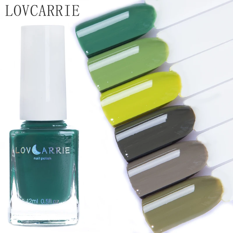 

LOVCARRIE Summer Ordinary Nail Polish Lacquer 12ML Nailpaint Esmaltes Nagellak Green Gray Long Lasting Nail Varnish for Nailart